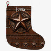 Rustieke boerderij Western land gepersonaliseerd Grote Kerstsok (Voorkant)