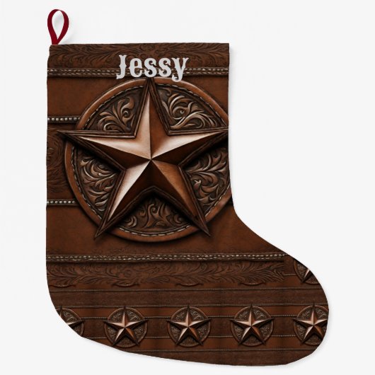 Rustieke boerderij Western land gepersonaliseerd Grote Kerstsok (Voorkant)