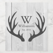 Rustieke boerderij wit hout grijs herten gewei wijn etiket (Enkel label)