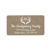 Rustieke boerderij Witte Herten Antlers & Faux Bur Etiket (Voorkant)