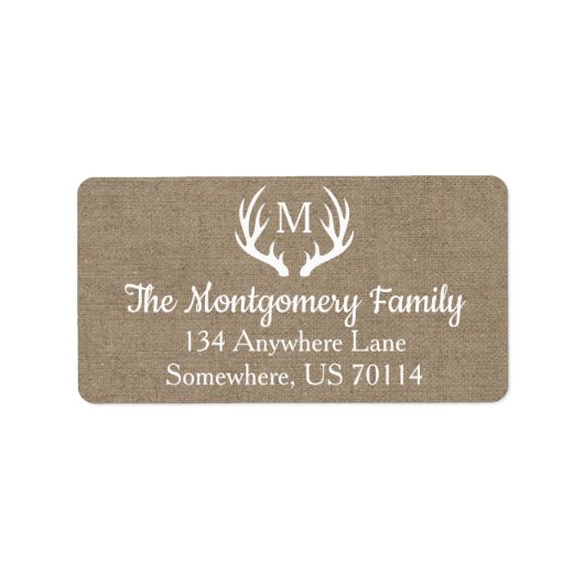 Rustieke boerderij Witte Herten Antlers & Faux Bur Etiket (Voorkant)