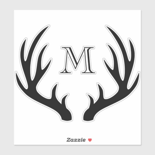 Rustieke boerderij zwart hert gewei & monogram sticker (Vel)