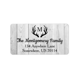 Rustieke boerderij zwart hert gewei & wit hout etiket