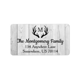 Rustieke boerderij zwart hert gewei & wit hout etiket