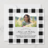 rustieke boerderij zwart wit buffel geruit feest kaart (Voorkant)