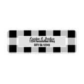 rustieke boerderij zwart-wit buffel geruite feest etiket (Voorkant)