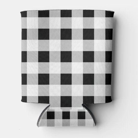 rustieke boerderij zwart wit buffel geruite feestj blikjeskoeler (Voorkant)