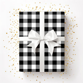 Rustieke boerderij zwart-wit geruit patroon cadeaupapier