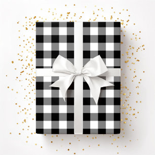 Rustieke boerderij zwart-wit geruit patroon cadeaupapier
