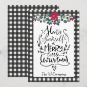 Rustieke Boerderij Zwart Wit Plaid Kerst Kaart (Voorkant / Achterkant)