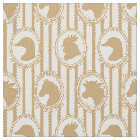 Rustieke boerderijdier silhouet barnyard - Khaki Stof (Swatch)