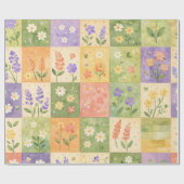 Rustieke boerderijgroene en paarse quiltpatchwork cadeaupapier (Vlak)