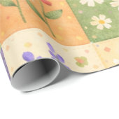 Rustieke boerderijgroene en paarse quiltpatchwork cadeaupapier (Rol Hoek)