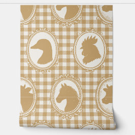 Rustieke boerderijkeuken Barnyard Gingham - Khaki Behang