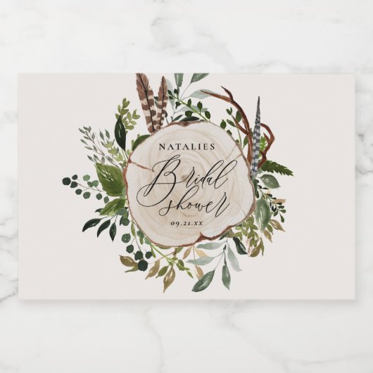 Rustieke boerderijschuur botanische bruidsdouche likeurfles etiket (Enkel label)