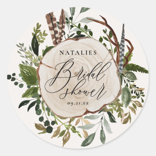 Rustieke boerderijschuur botanische bruidsuitnodig ronde sticker (Voorkant)