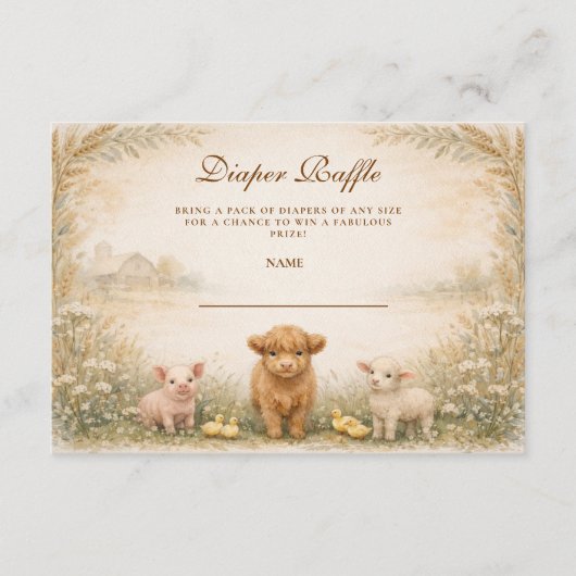 Rustieke boerderijweide Luierloterij Informatiekaartje (Voorkant)