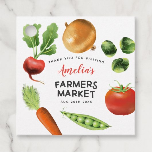 Rustieke Boeren Markt Groenten Verjaardagsfeest Bedankjes Labels (Voorkant)