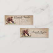 Rustieke boerlap, paard met wilde bloem ruiter mini visitekaartje (Voorkant / Achterkant)