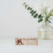 Rustieke boerlap, paard met wilde bloem ruiter mini visitekaartje (Staand voorkant)