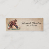 Rustieke boerlap, paard met wilde bloem ruiter mini visitekaartje (Achterkant)