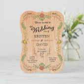 Rustieke Boheemse Bladerkrans op hout Kaart (Staand voorkant)