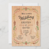 Rustieke Boheemse Bladerkrans op hout Kaart (Voorkant)