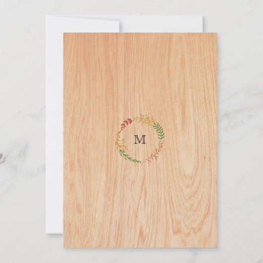 Rustieke Boheemse Bladerkrans op hout Kaart (Achterkant)