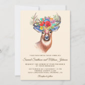 Rustieke Boheemse Bloemen Herten bruiloft uitnodig Kaart (Voorkant)
