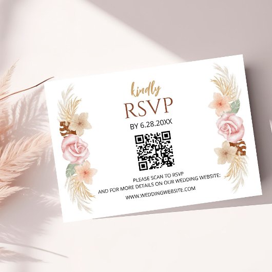 Rustieke Boheemse Bloemen Huwelijksreceptie RSVP C