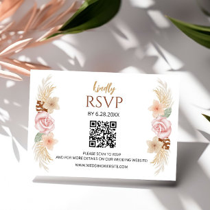 Rustieke Boheemse Bloemen Huwelijksreceptie RSVP C Kaartje