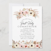 Rustieke Boheemse Bloemen Moderne Eerste Heilige C Kaart (Voorkant)