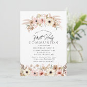 Rustieke Boheemse Bloemen Moderne Eerste Heilige C Kaart (Staand voorkant)