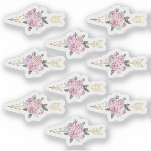 Rustieke Boheemse Bloemen Pijlen Blush Roze Boho C Sticker (Voorkant)