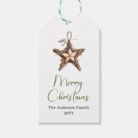 Rustieke Boheemse Botanische Kerstcadeaubijlage Cadeaulabel (Voorkant)