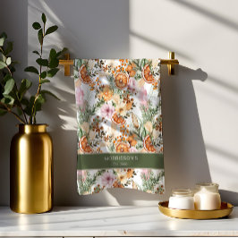 Rustieke Boheemse botanische winter citrus Kerstmi Theedoek