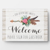 Rustieke Boheemse bruiloft welkom gastenboek teken Fotoplaat (voorkant)