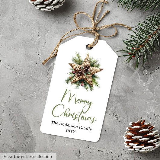 Rustieke Boheemse Eenvoudige Kerstcadeautag Cadeaulabel