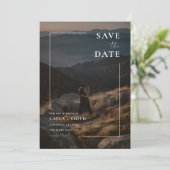 Rustieke Boheemse Full Bleed Foto Moderne bruiloft Save The Date (Staand voorkant)