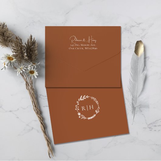 Rustieke Boheemse Herfst herfst QR code bruiloft All In One Uitnodiging