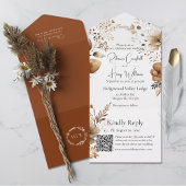 Rustieke Boheemse Herfst herfst QR code bruiloft All In One Uitnodiging