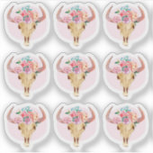 Rustieke Boheemse Koe schedel Waterverf Planner Sh Sticker (Voorkant)