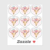 Rustieke Boheemse Koe schedel Waterverf Planner Sh Sticker (Vel)