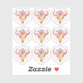 Rustieke Boheemse Koe schedel Waterverf Planner Sh Sticker