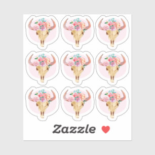 Rustieke Boheemse Koe schedel Waterverf Planner Sh Sticker