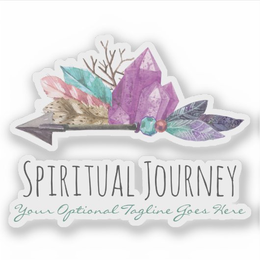 Rustieke Boheemse kristallen & pijl Waterverf Logo Sticker (Voorkant)