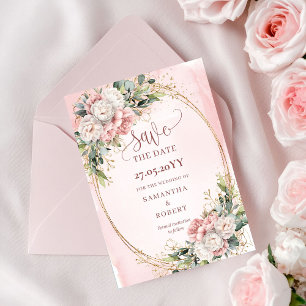 Rustieke Boheemse Licht Roze Bloemen Bewaar De Dat Save The Date