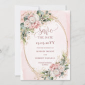 Rustieke Boheemse Licht Roze Bloemen Bewaar De Dat Save The Date (Voorkant)