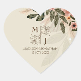 Rustieke Boheemse minimalistische bruiloft Hart Sticker