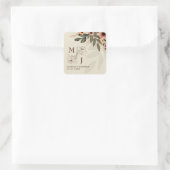 Rustieke Boheemse Minimalistische Bruiloft Vierkante Sticker (Tas)